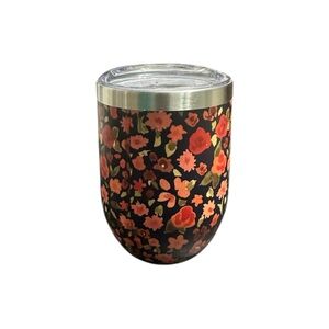 Brand New Floral Insulated Stemless Wine Tumbler w/ Lid